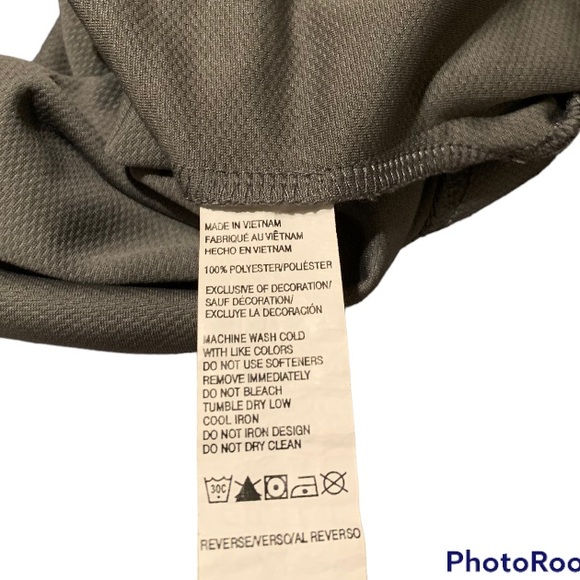 IZOD PERFORM GOLF ZIP UP LONG SLEEVE POLO MENS GRAY WHITE AND BLUE - Picture 2 of 3